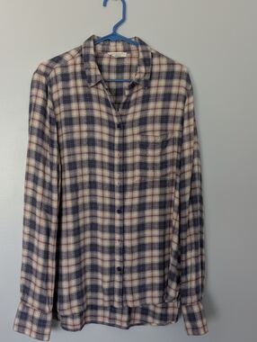beachlunchlounge Plaid Button-Down Shirt in Blue and Pink And Cream